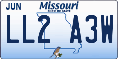MO license plate LL2A3W