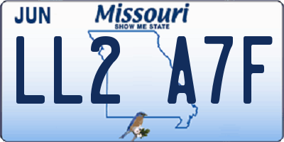 MO license plate LL2A7F