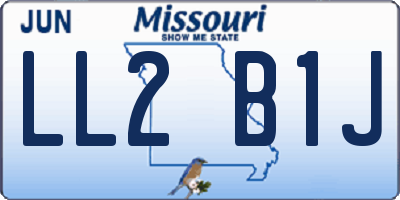 MO license plate LL2B1J