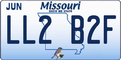 MO license plate LL2B2F