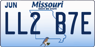 MO license plate LL2B7E