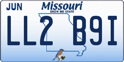 MO license plate LL2B9I