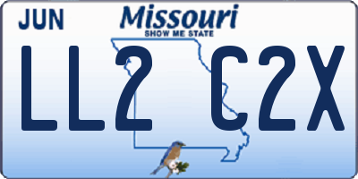 MO license plate LL2C2X