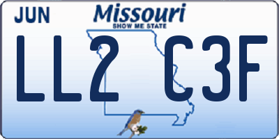MO license plate LL2C3F