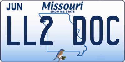 MO license plate LL2D0C