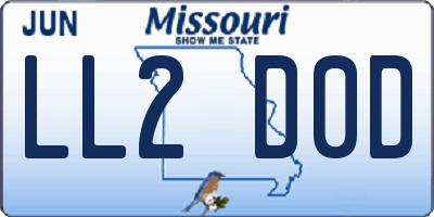 MO license plate LL2D0D