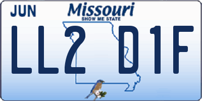 MO license plate LL2D1F