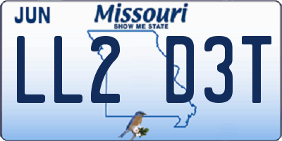 MO license plate LL2D3T