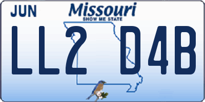 MO license plate LL2D4B