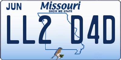 MO license plate LL2D4D