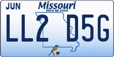 MO license plate LL2D5G