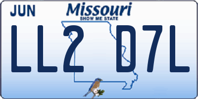 MO license plate LL2D7L