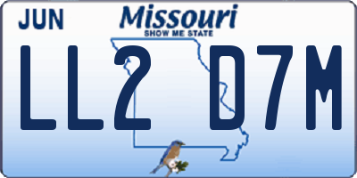MO license plate LL2D7M