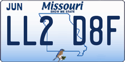MO license plate LL2D8F