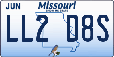 MO license plate LL2D8S