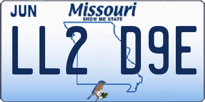 MO license plate LL2D9E