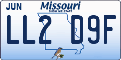 MO license plate LL2D9F