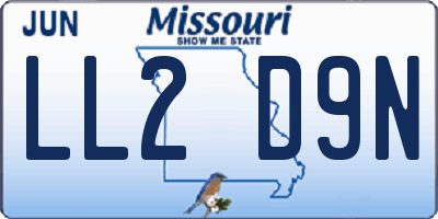 MO license plate LL2D9N