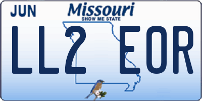 MO license plate LL2E0R