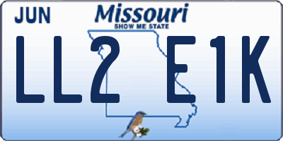 MO license plate LL2E1K