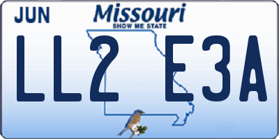 MO license plate LL2E3A