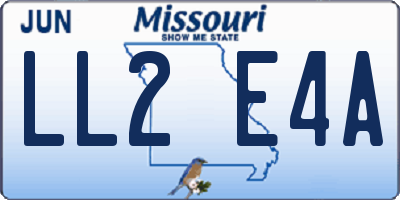 MO license plate LL2E4A