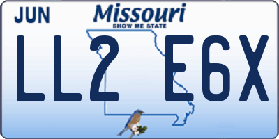 MO license plate LL2E6X