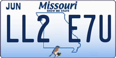 MO license plate LL2E7U
