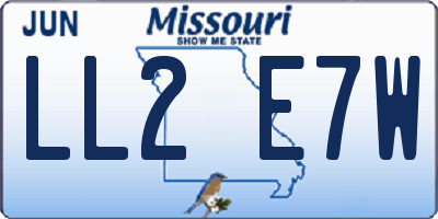 MO license plate LL2E7W
