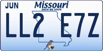 MO license plate LL2E7Z