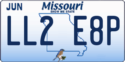MO license plate LL2E8P