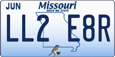 MO license plate LL2E8R