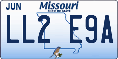 MO license plate LL2E9A