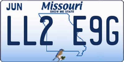 MO license plate LL2E9G