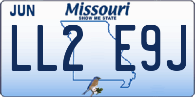 MO license plate LL2E9J