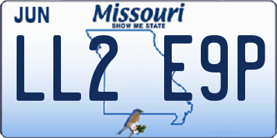 MO license plate LL2E9P