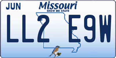 MO license plate LL2E9W