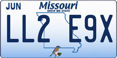 MO license plate LL2E9X