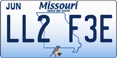 MO license plate LL2F3E