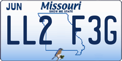 MO license plate LL2F3G