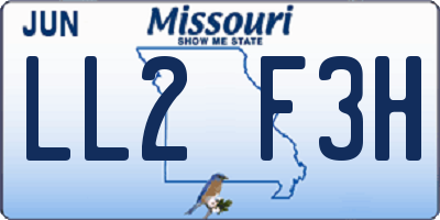 MO license plate LL2F3H