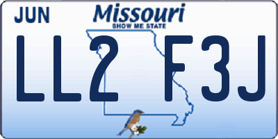 MO license plate LL2F3J