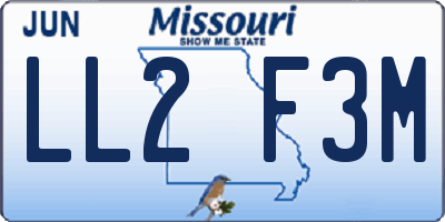 MO license plate LL2F3M