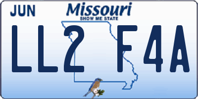 MO license plate LL2F4A