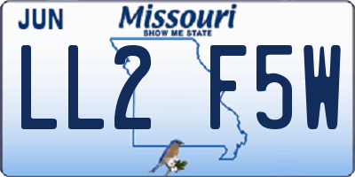MO license plate LL2F5W