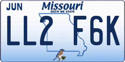 MO license plate LL2F6K