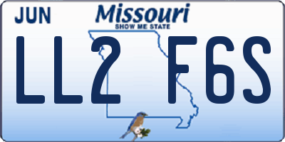 MO license plate LL2F6S