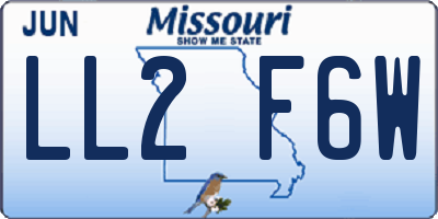 MO license plate LL2F6W