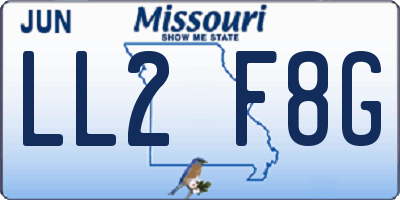 MO license plate LL2F8G
