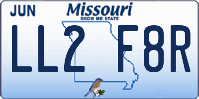 MO license plate LL2F8R
